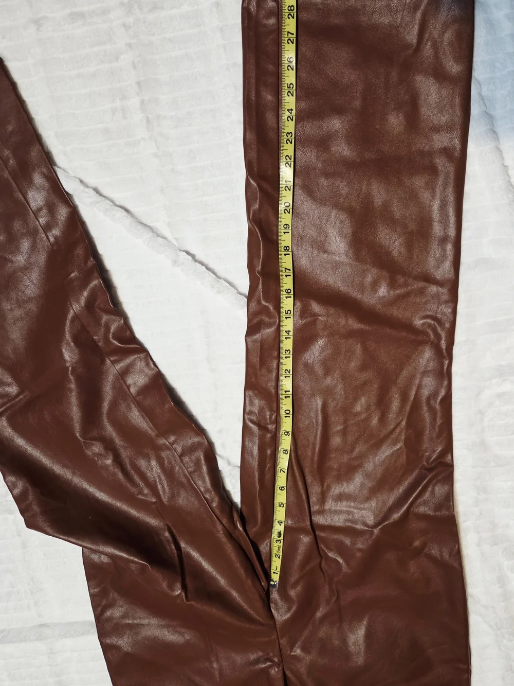 SHEIN Womens Dark Brown Faux Leather Pants